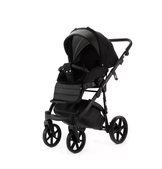 Коляска Adamex NOLA Natura 2 в 1 / CARBON-11 Черная ткань, черная экокожа