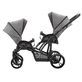 Прогулочная коляска для двойни BEBETTO-42 Sport Comfort / LJ195 (серый) черная рама