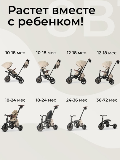 Велосипед трехколесный складной Qplay T70 Comfo Max / Beige