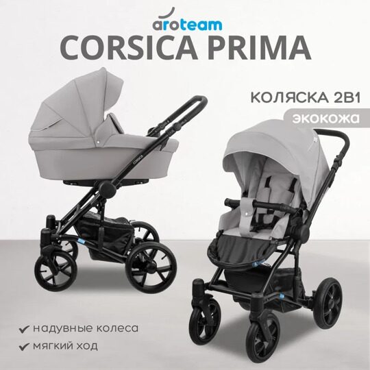 Коляска AroTeam CORSICA PRIMA 2 в 1 / 05 (св.серая кожа)