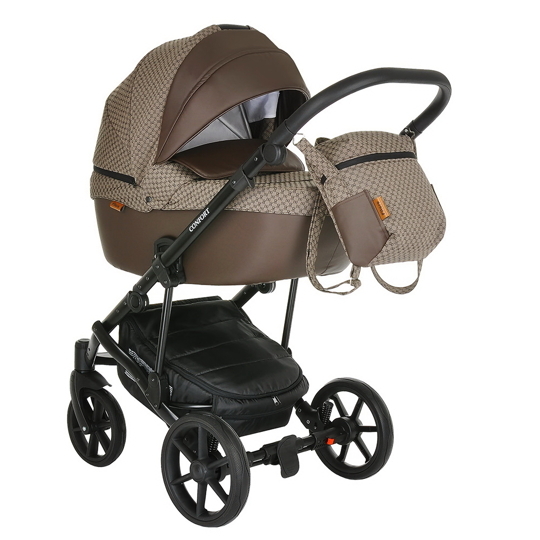 Коляска Pituso CONFORT Plus 2 в 1 GUCCI+Кожа Тем.коричневый