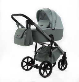 Коляска Adamex NOLA Natura 3 в 1 / MINT-8 Мятная ткань, Мятная экокожа
