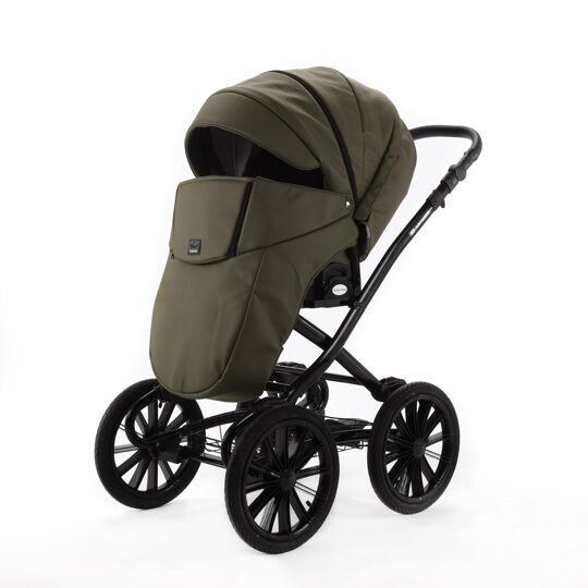 Коляска Adamex Chantal Retro Eco (Deluxe) 2 в 1 100% экокожа SA21 ХАКИ